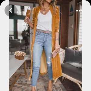 Velvet cardigan jacket duster